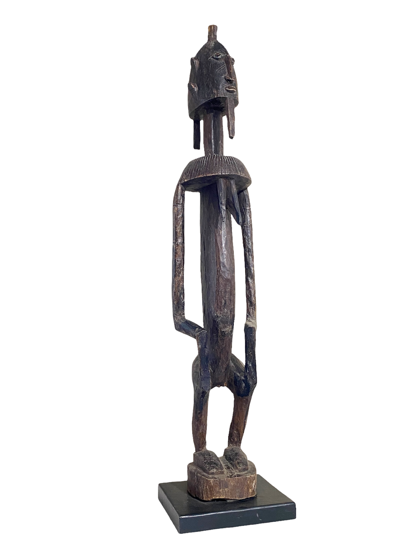 #4523  Old Dogon Standing Female Figure Mali African 43" H on Custom Stand