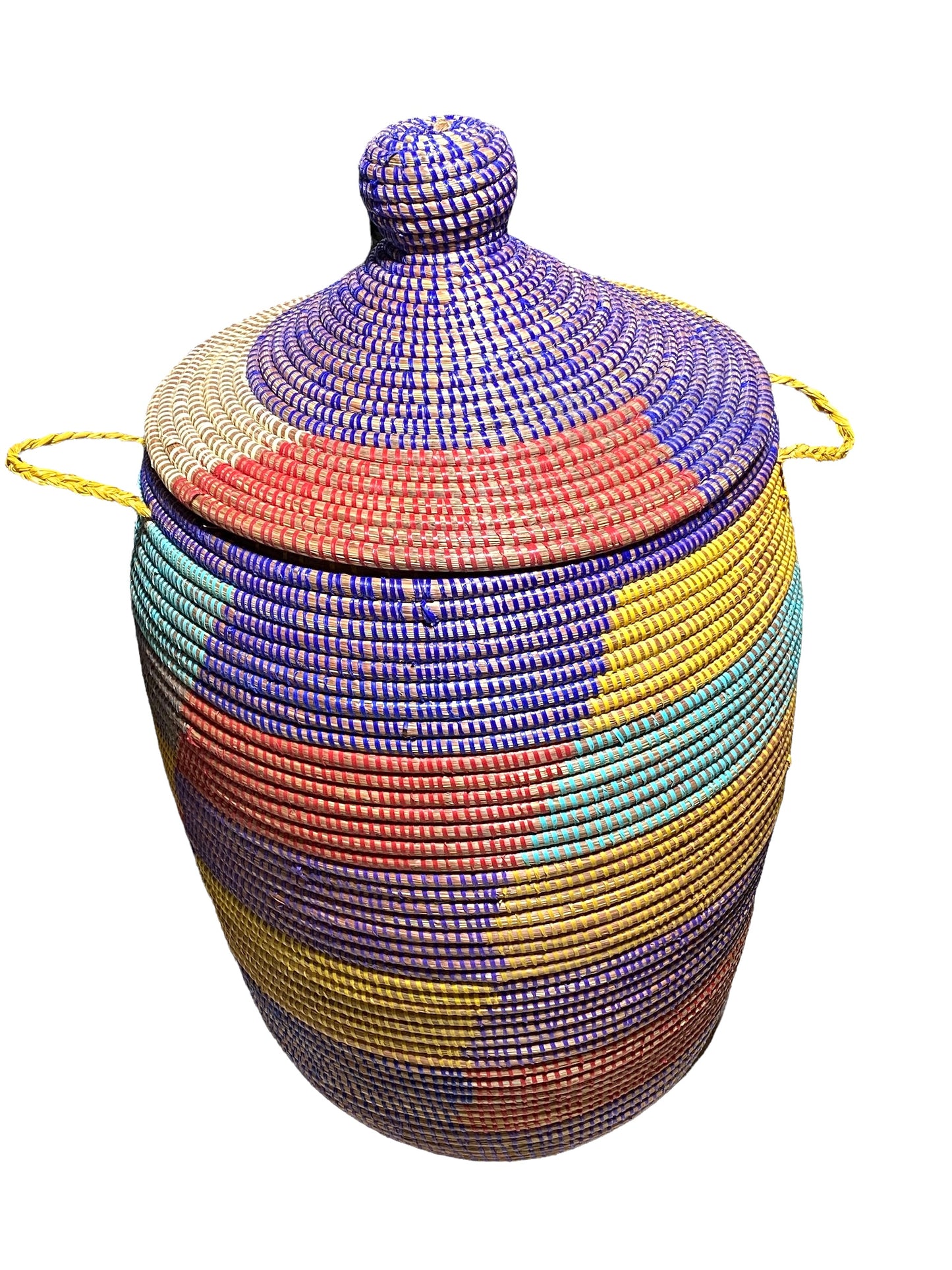 #4584 Lg  Basket with Lid Senegal West Africa 28" H