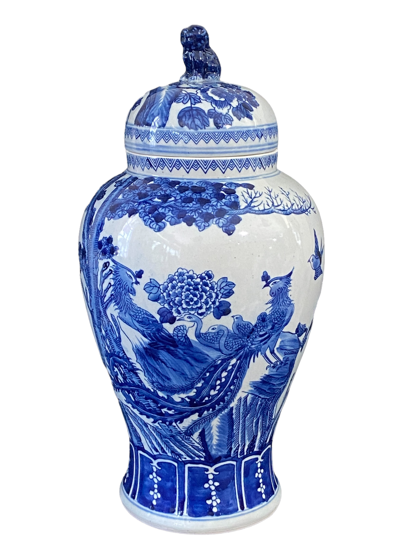 #3692 Chinoiserie Blue and White Porcelain Ginger Jar