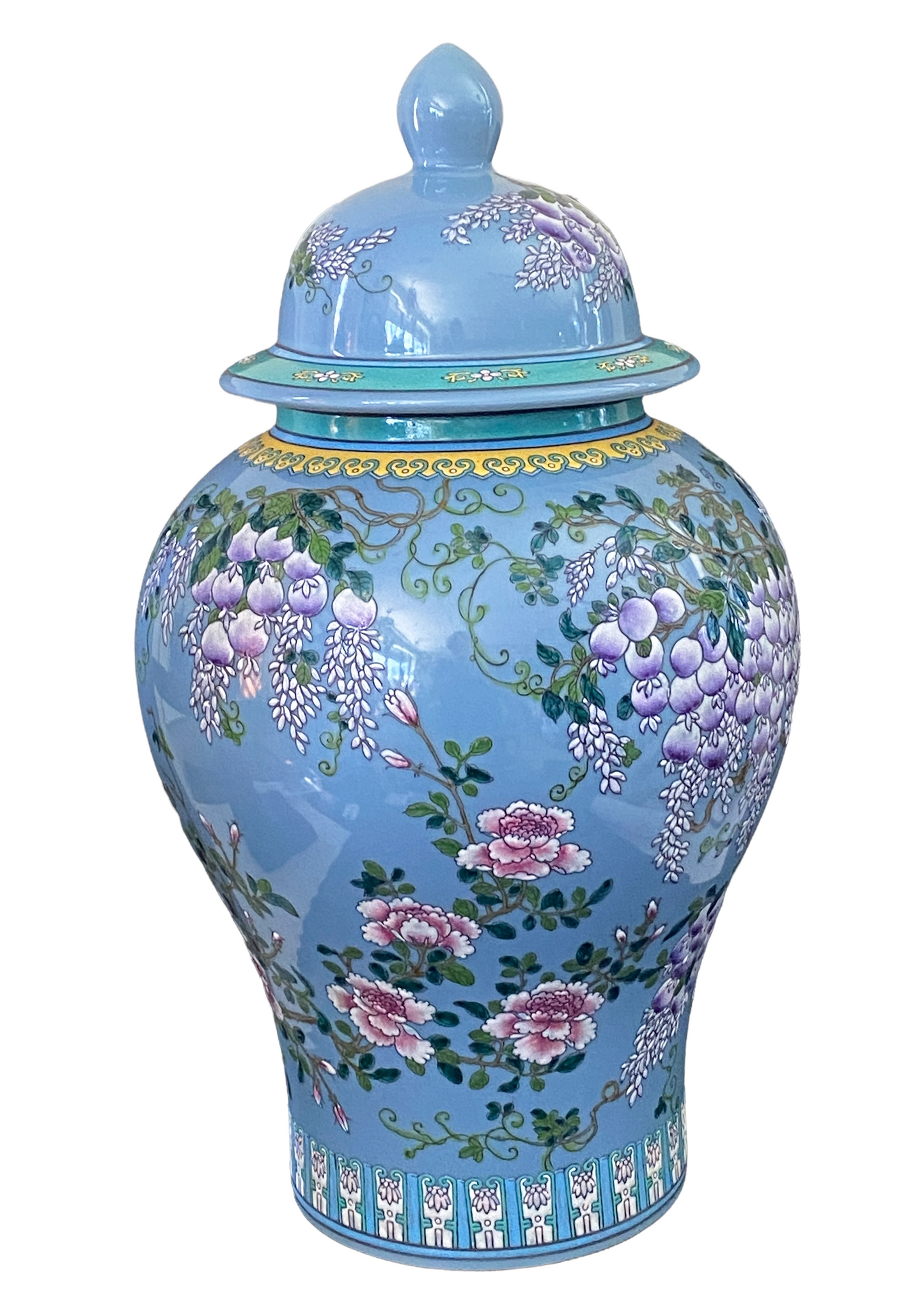 #3206 Large Chinoiserie Famille Rose Ginger Jar 23.5" H