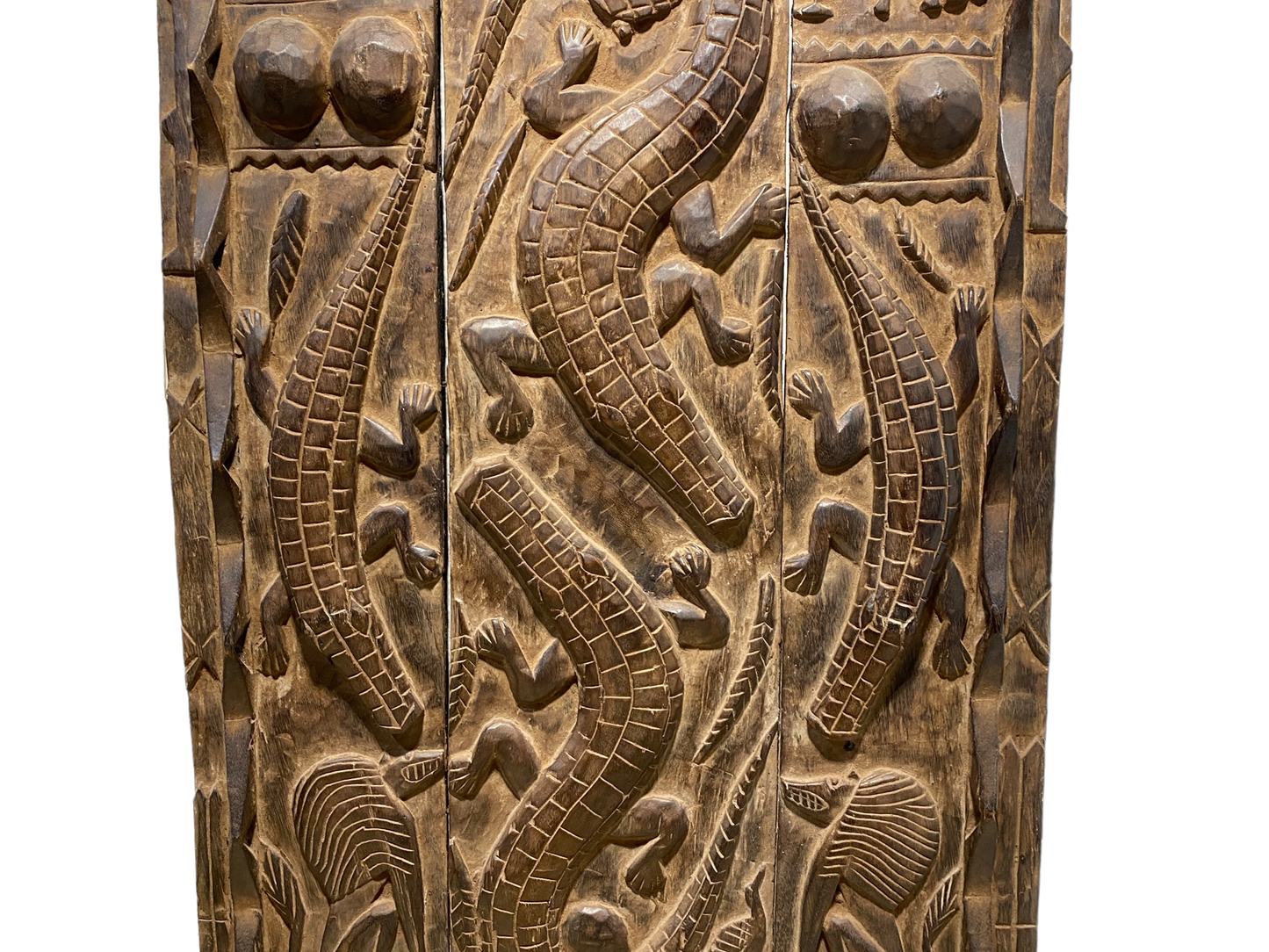 #5058 Dogon Crocodiles Door With Figures Mali African 74" H