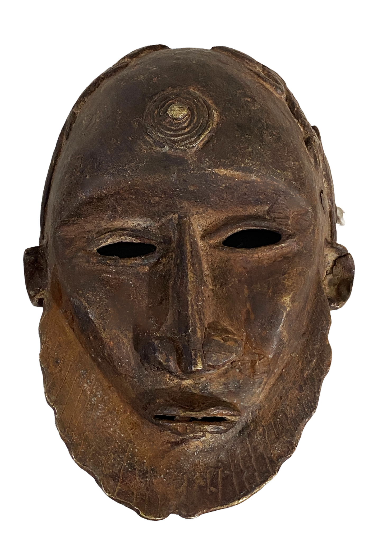 # 4180 Rare African Dogon Bronze Mask Mali 6.5" H