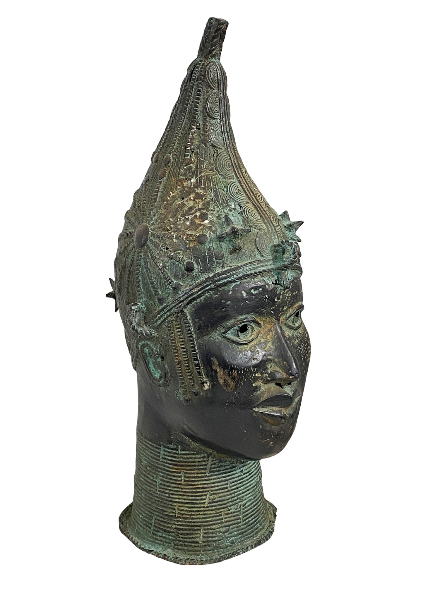 #4184  Large  Benin Bronze  Head of a Queen Nigeria 20" H