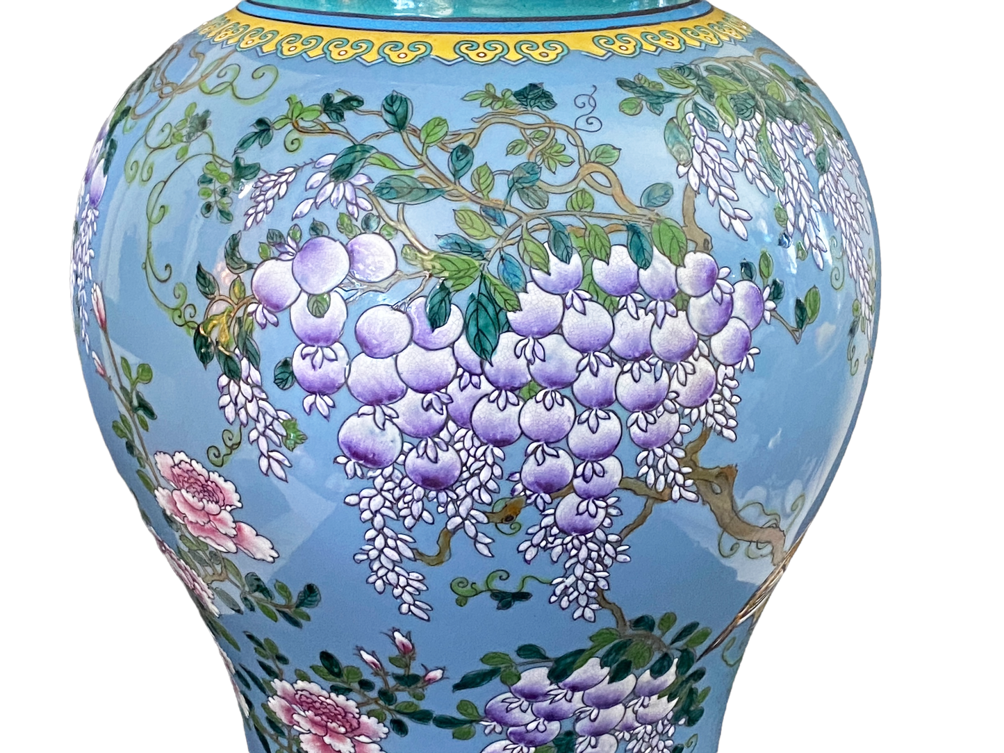 #3206 Large Chinoiserie Famille Rose Ginger Jar 23.5" H