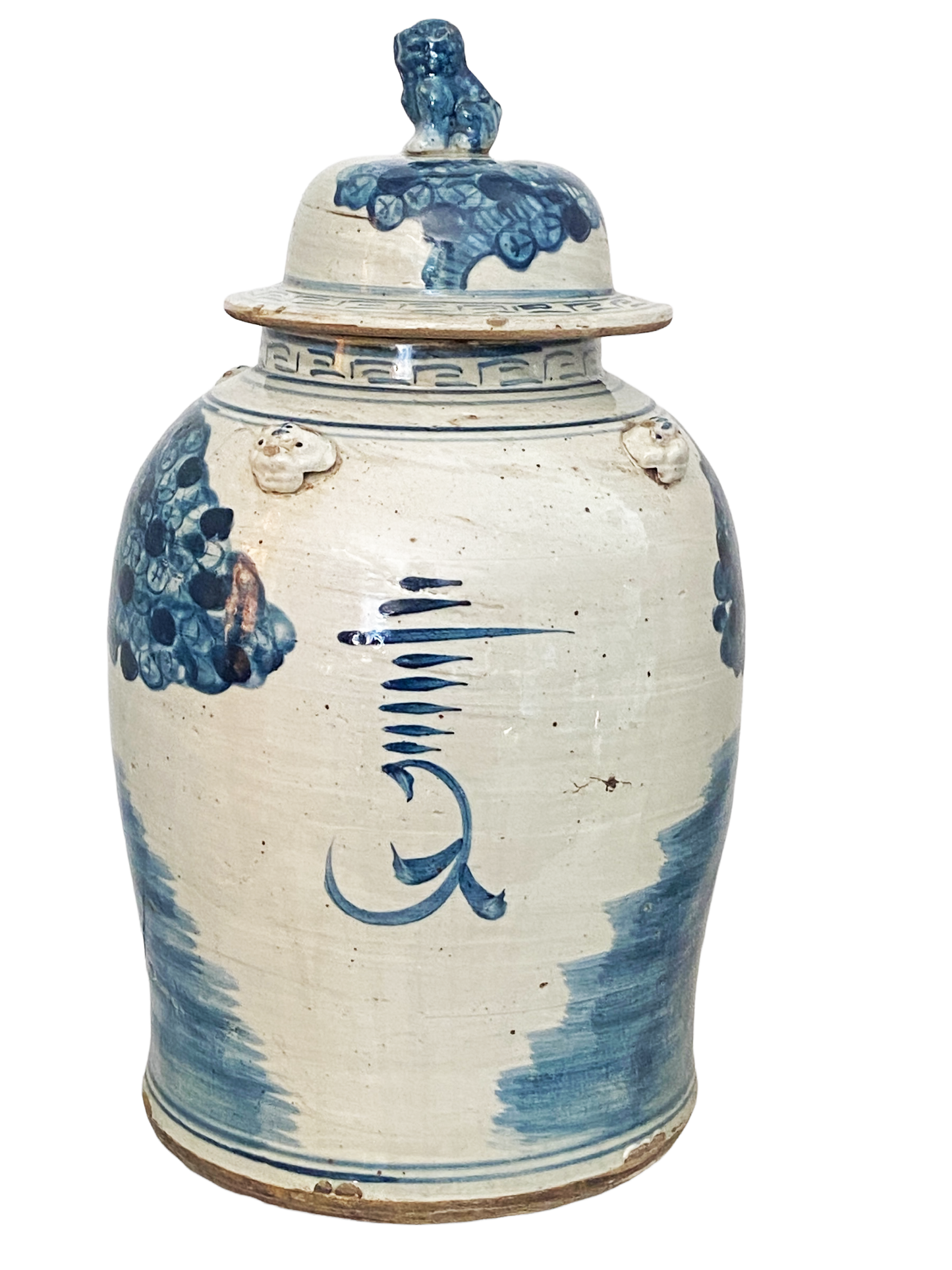 #207 Porcelain Lidded Blue & White Chinoiserie Ginger Jar 19" H