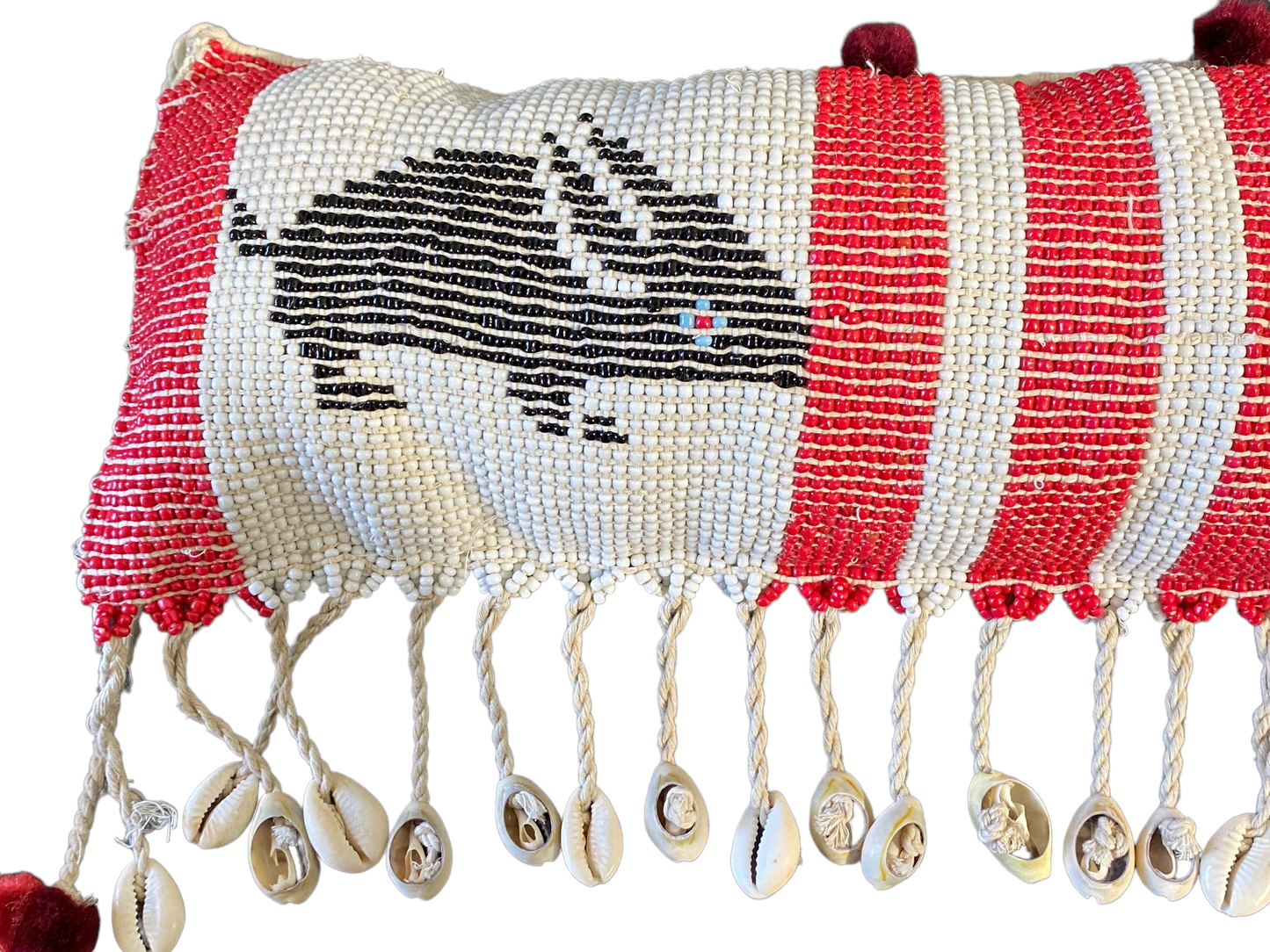 #4919 Tribal African Kirdi Beaded Pikuran Lumbar Pillow 17" W Cameroon
