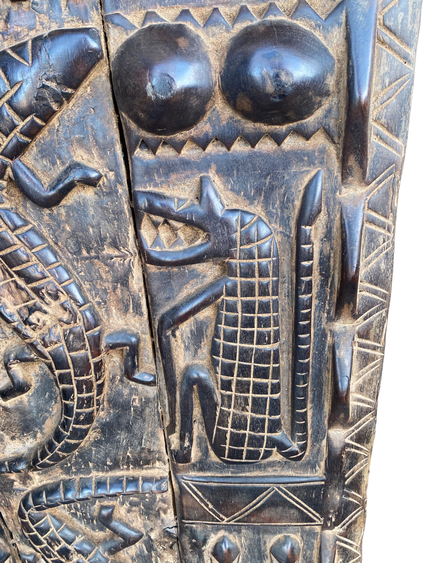 # 5104 Dogon Crocodile Door With Figures Mali African 46" H