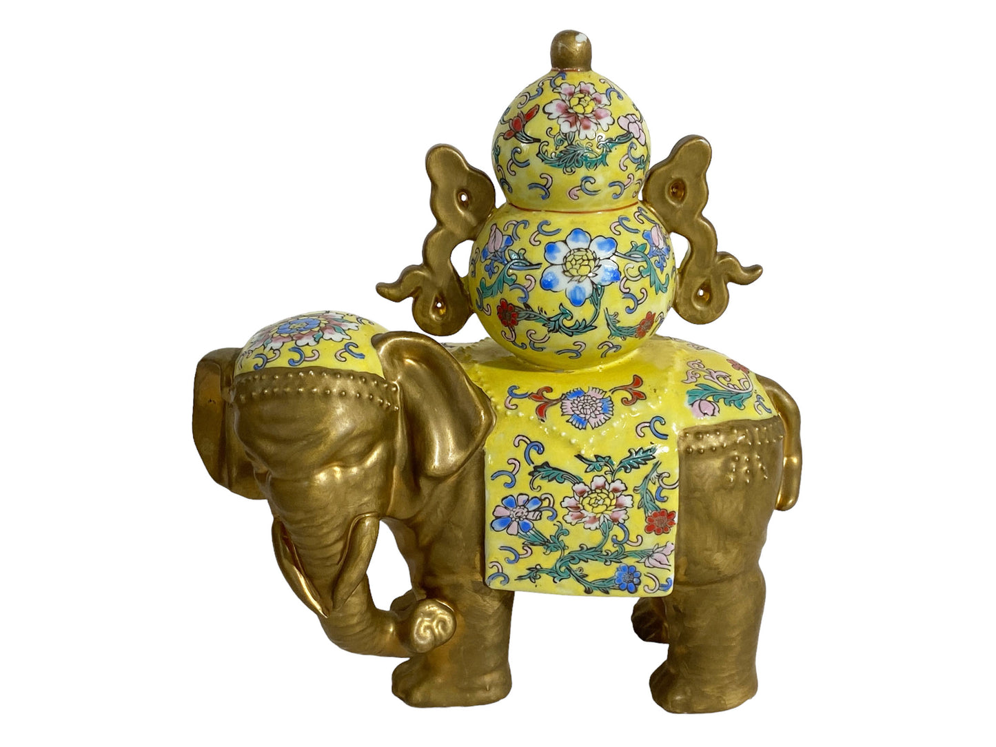 #5466 Chinoiserie Famille Jaune Style Elephant Holding the wealth pot