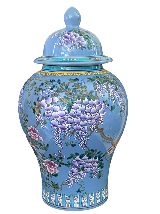 #3206 Large Chinoiserie Famille Rose Ginger Jar 23.5" H