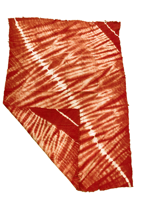 #5196 African Bogolan Textile Mud Cloth Red & White 63" H
