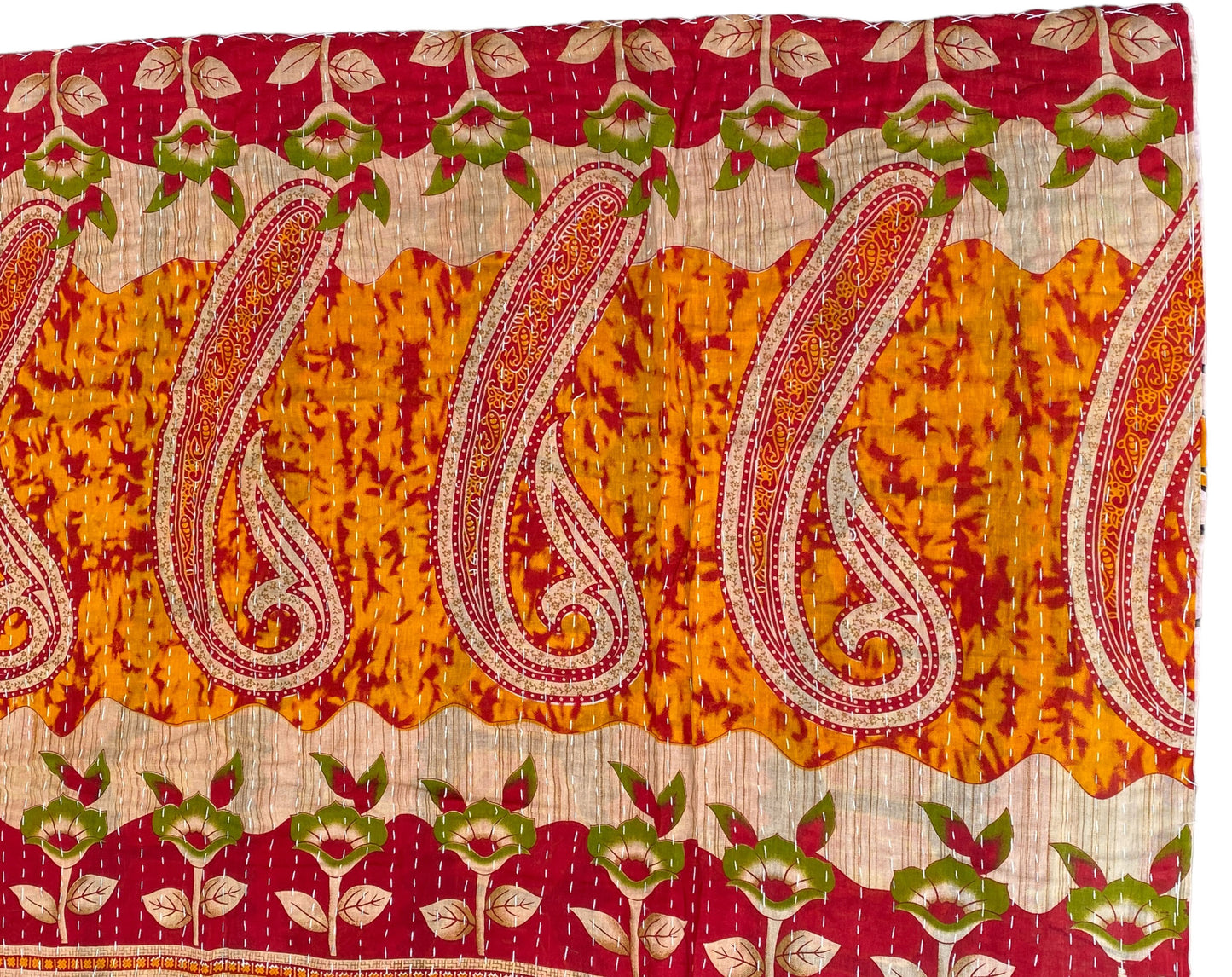 #5258 Vintage Indian CottonThrow Kantha Quilt 86" H