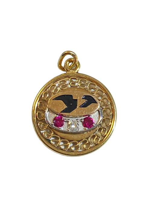 #5046 Vintage 12K Gold Filled Hallmarked Round Shape Pendant
