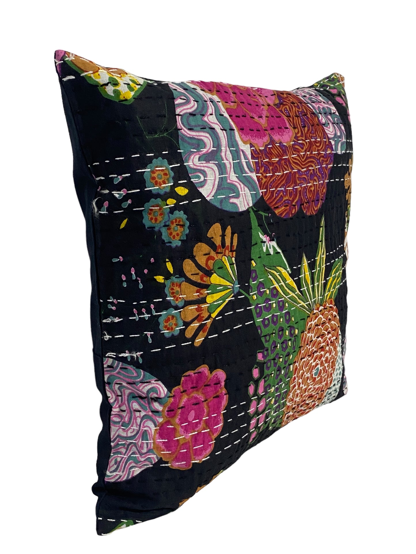 #5308 Indian Kantha Cushion Cover Cotton Decorative Throw Pillow Case 16"