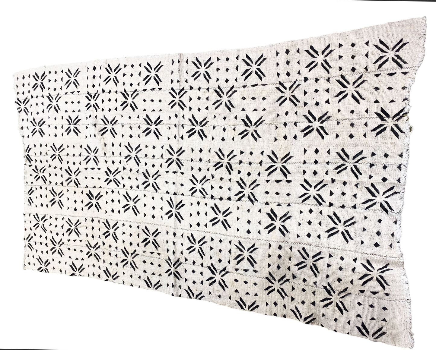 #5341 African  Black and White Mud Cloth Textile Mali 37" by 65"