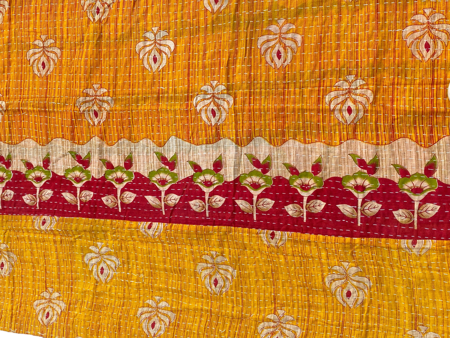 #5258 Vintage Indian CottonThrow Kantha Quilt 86" H