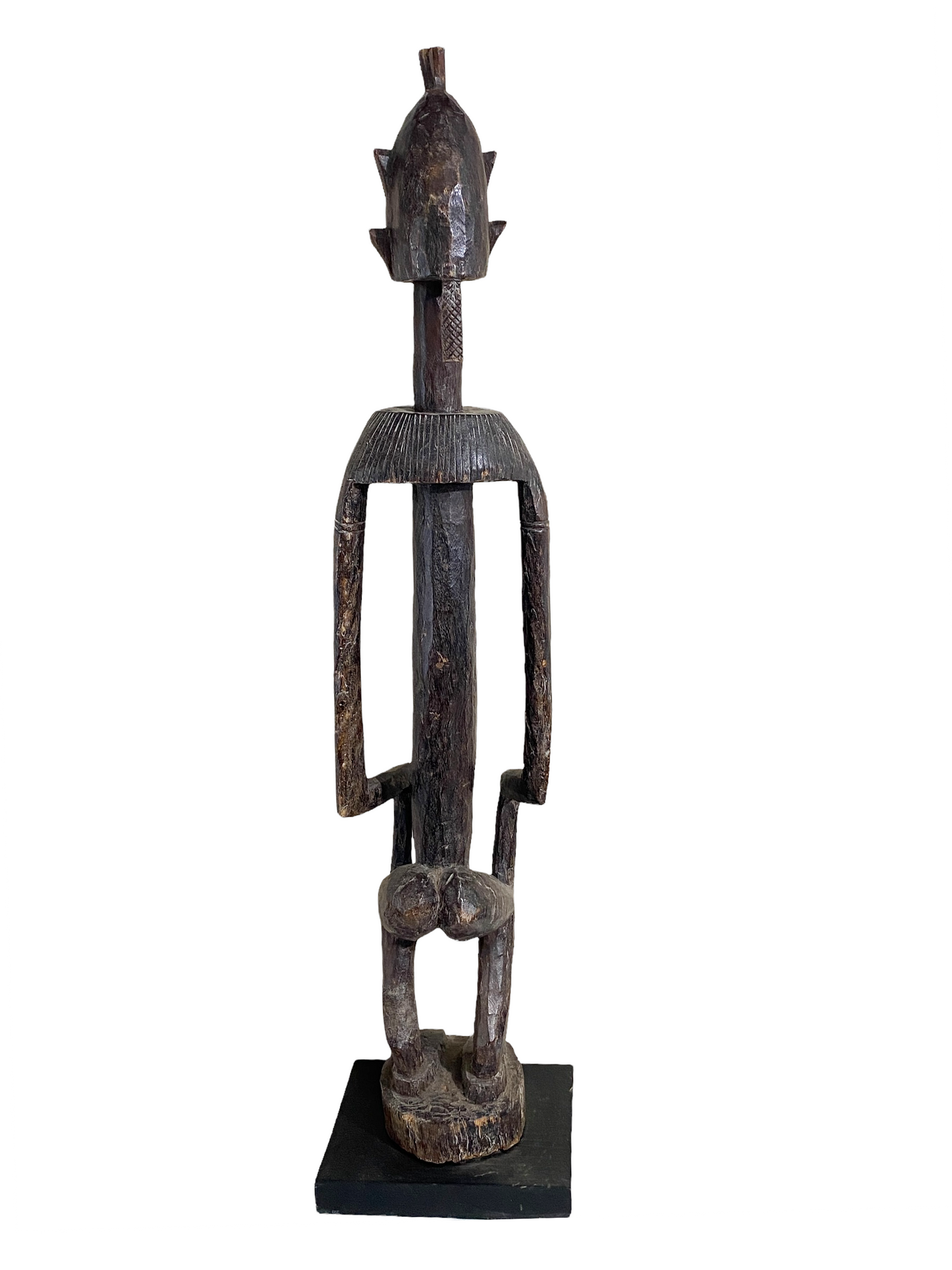 #4523  Old Dogon Standing Female Figure Mali African 43" H on Custom Stand