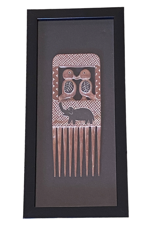 #4904 Superb   African Ashanti Ghana Marriage Comb 15" H Framed