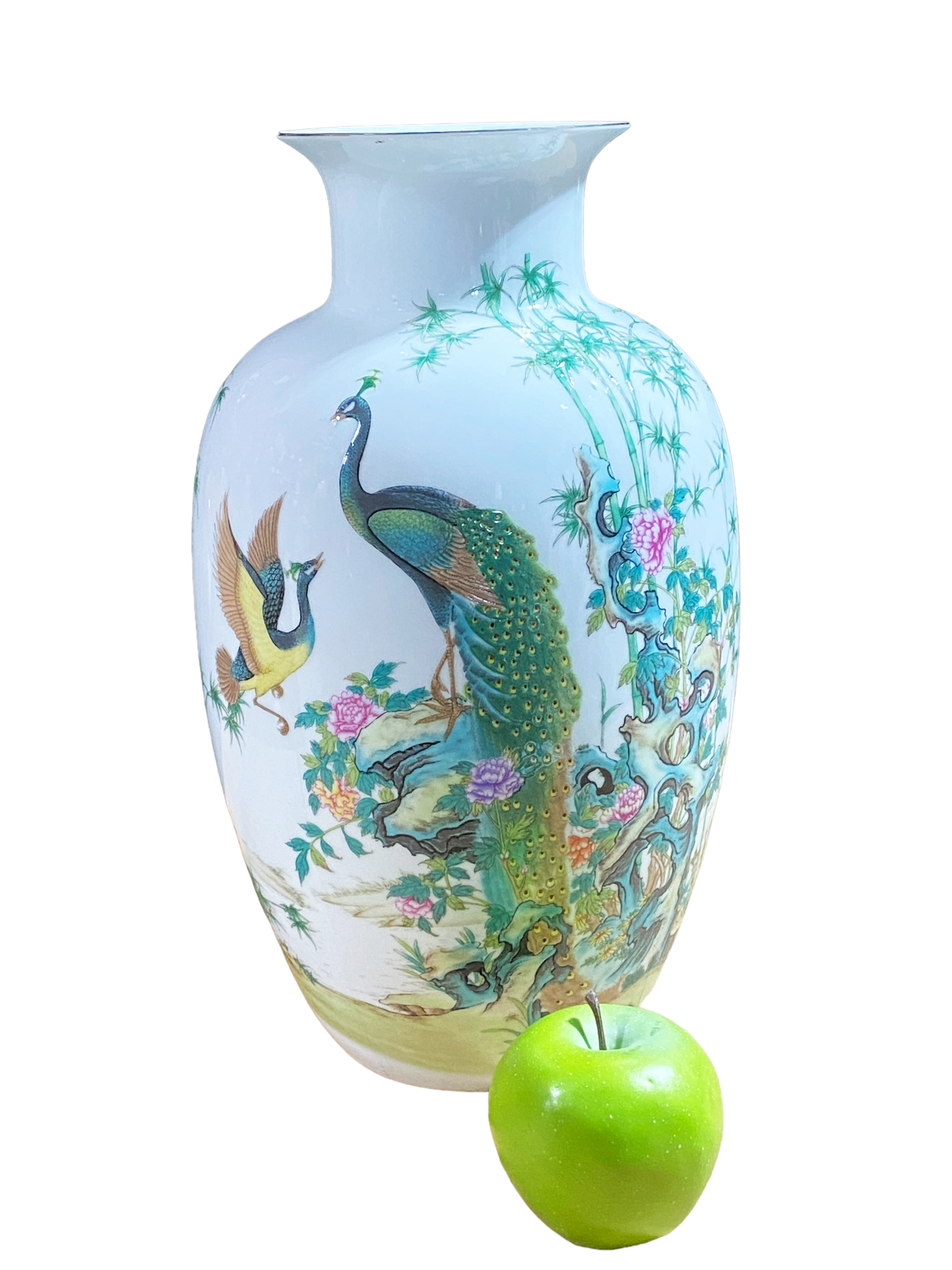 #3141 Chinoiserie Porcelain Egg Shell Vase 14" H