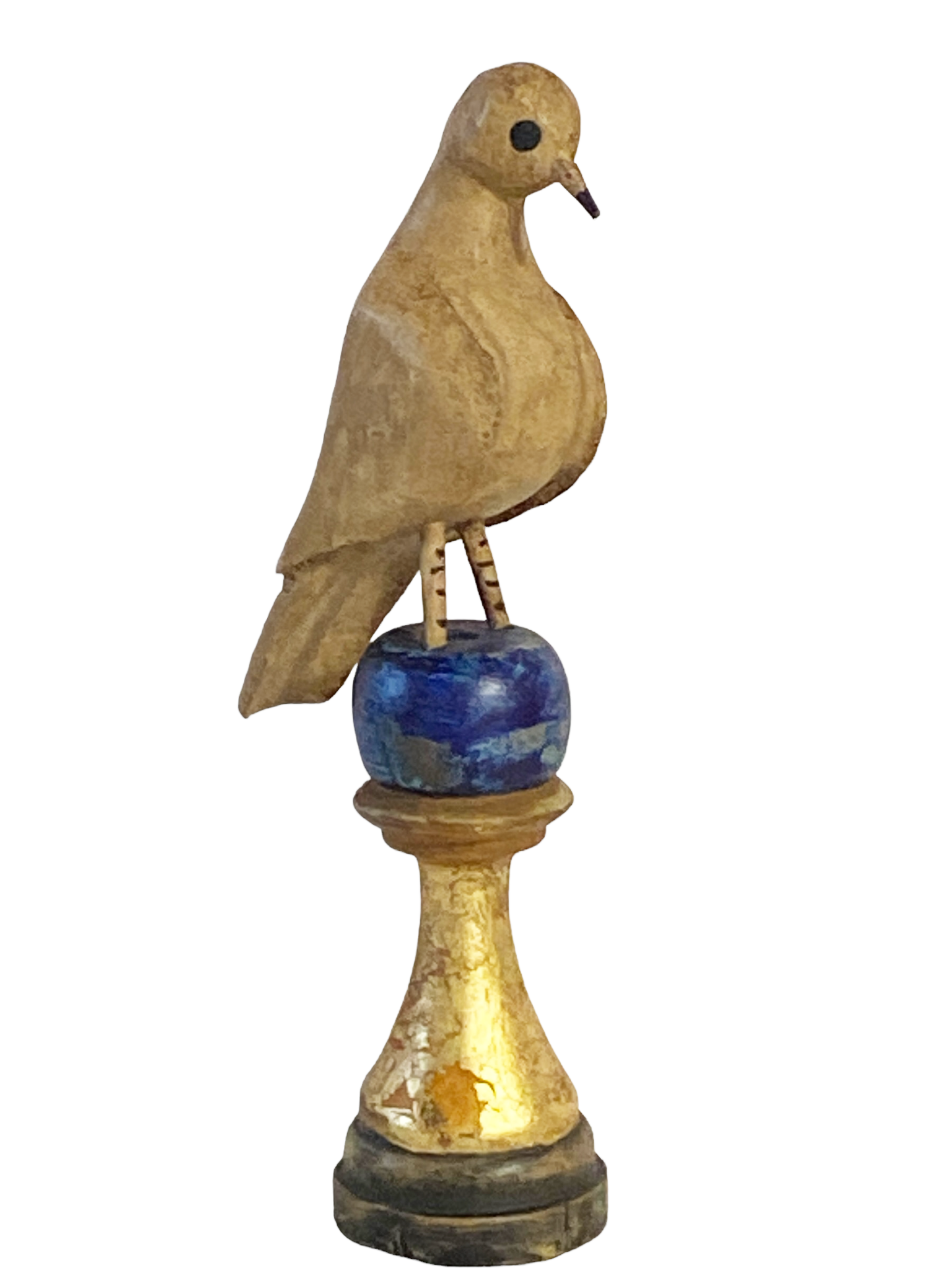 #4951 European Carved Wood Bird Sculpture on Finial The Holy Spirit  7.75" H