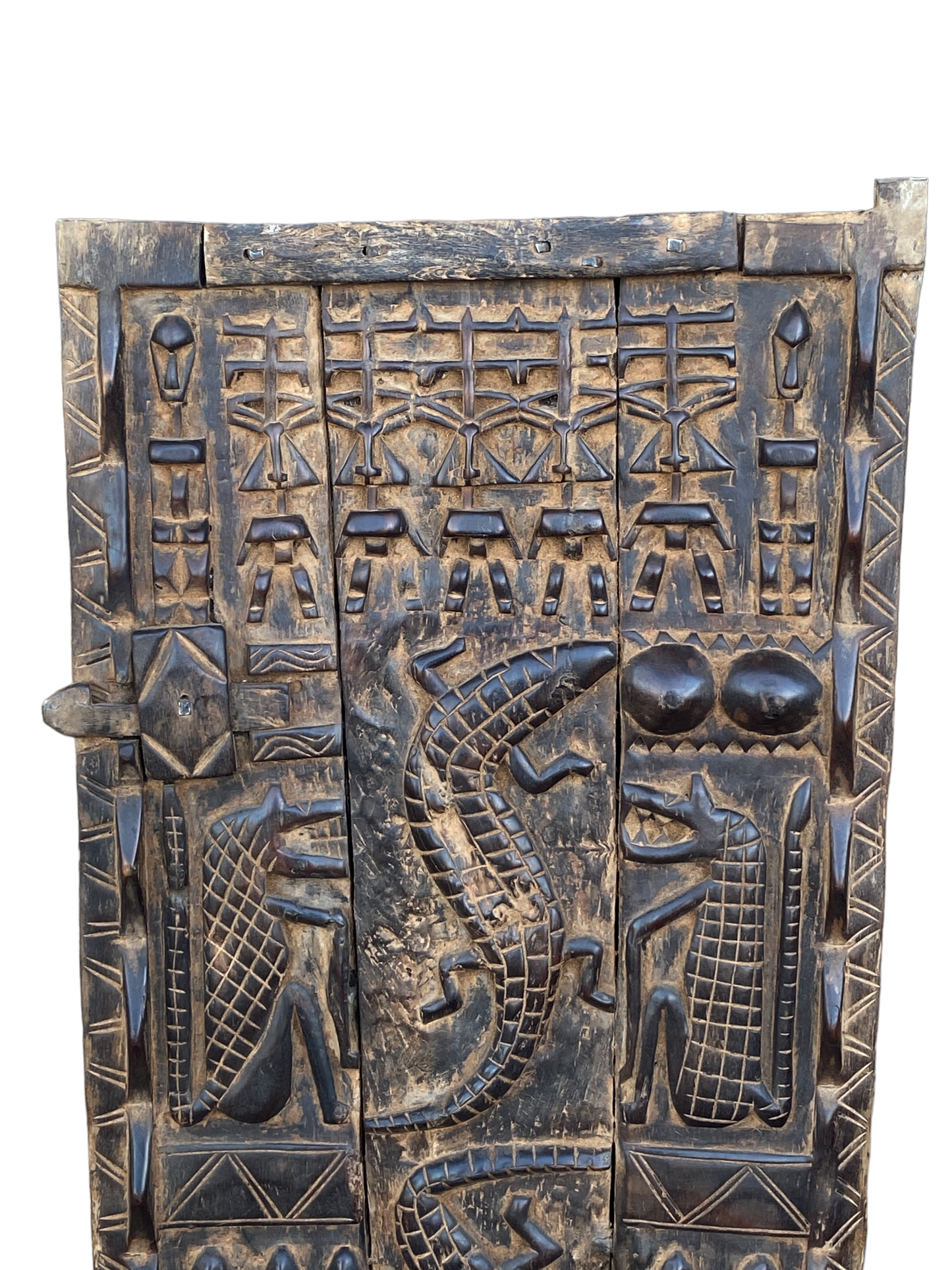 # 5104 Dogon Crocodile Door With Figures Mali African 46" H