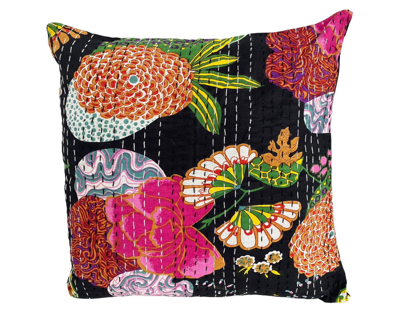 #5312 Indian Kantha Cushion Cover Cotton Decorative Throw Pillow Case 16"