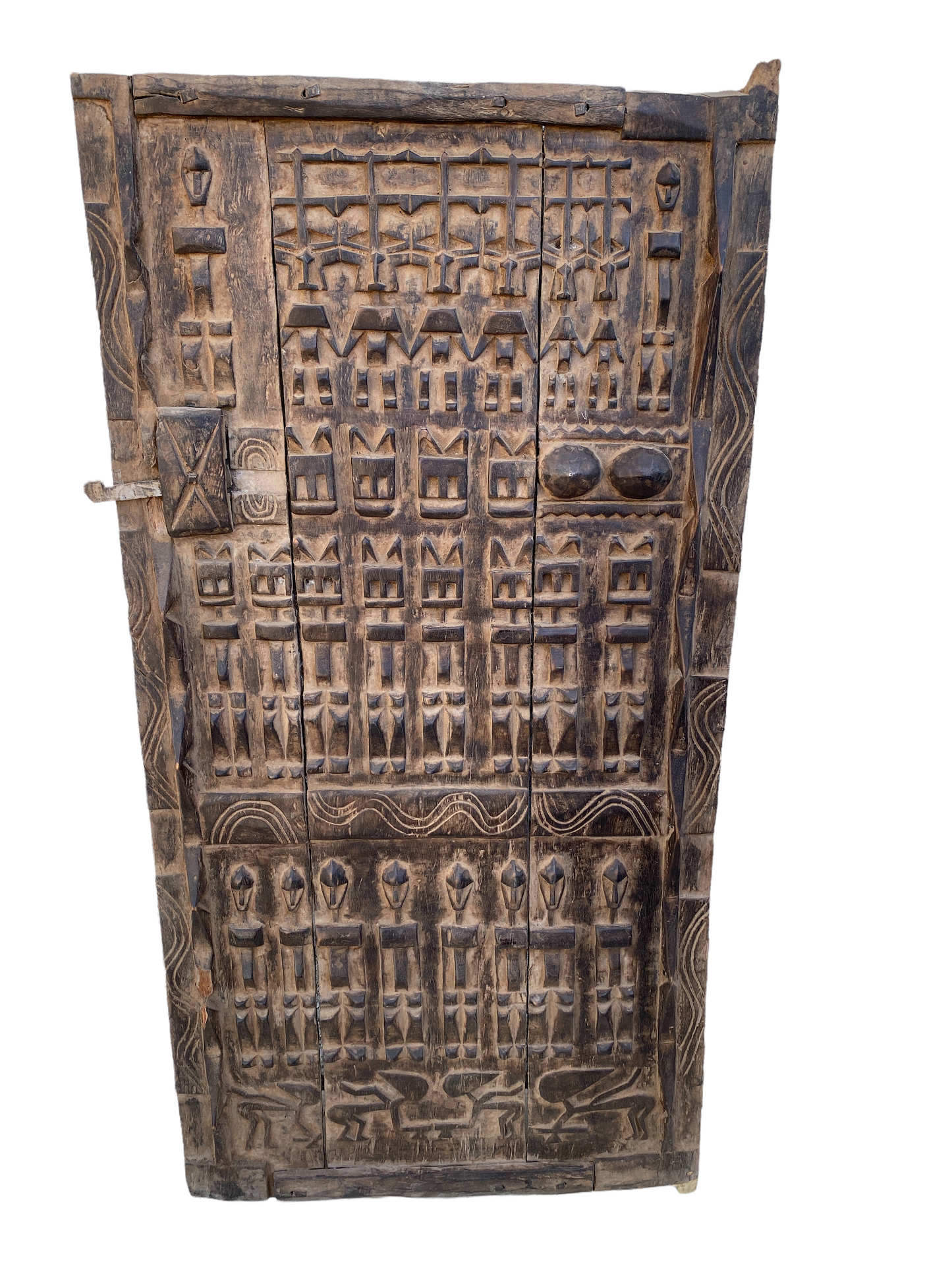 #4463 Dogon  Granary Door with Figures Mali African 45.5" H