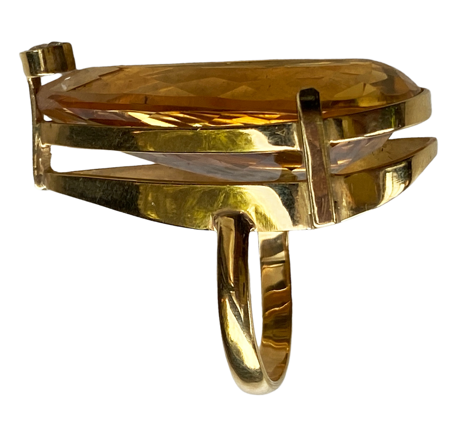 #2217 18K Gold Pear shaped Brazilian Citrine Quartz /Diamond  Ring