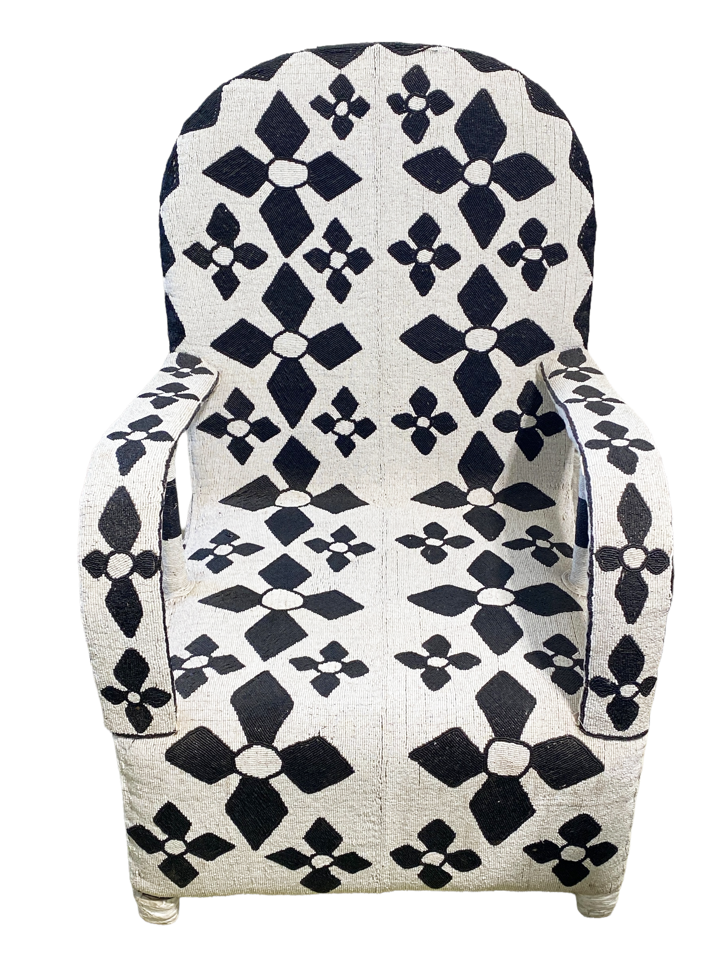 #1934 African Nobility Nigerian Yoruba Black& White Beaded Chair