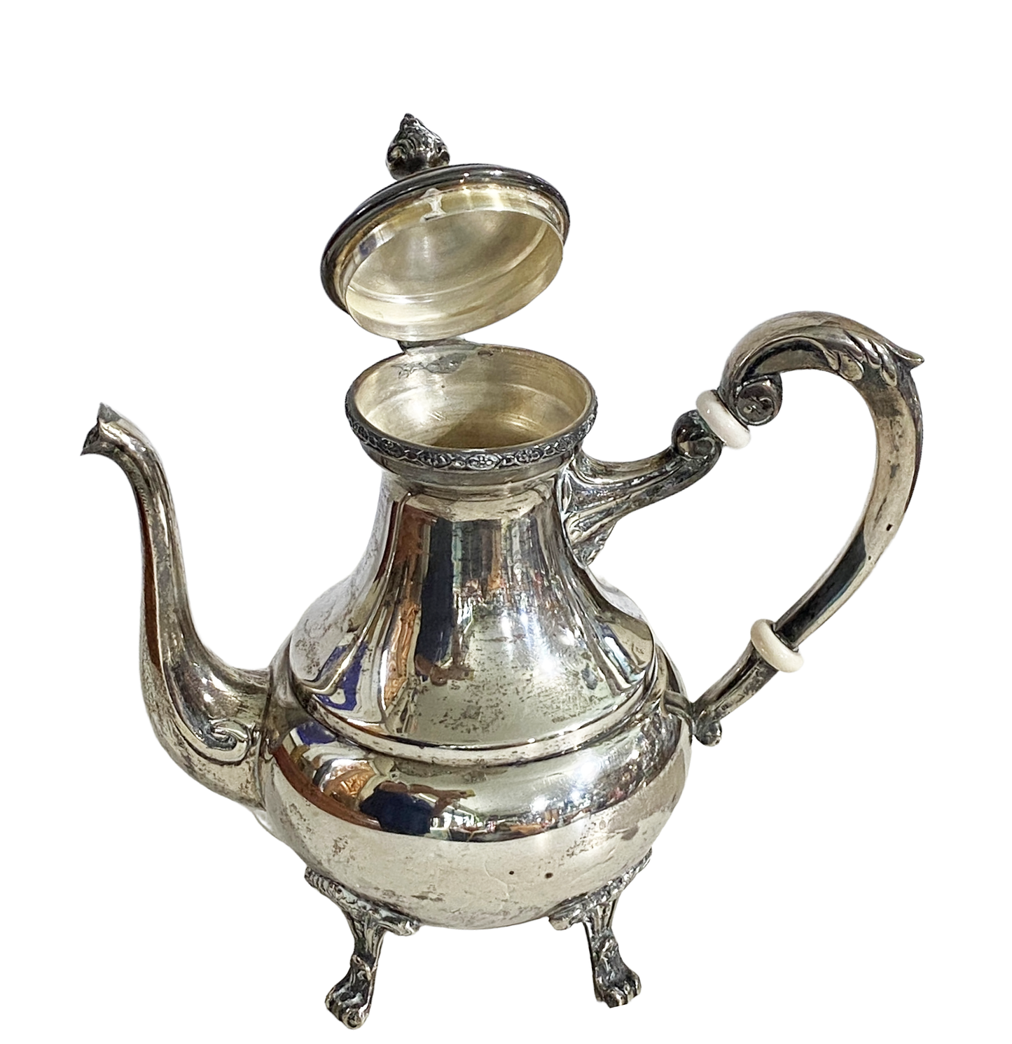#3665 Egyptian English Style  Silver Tea Pot