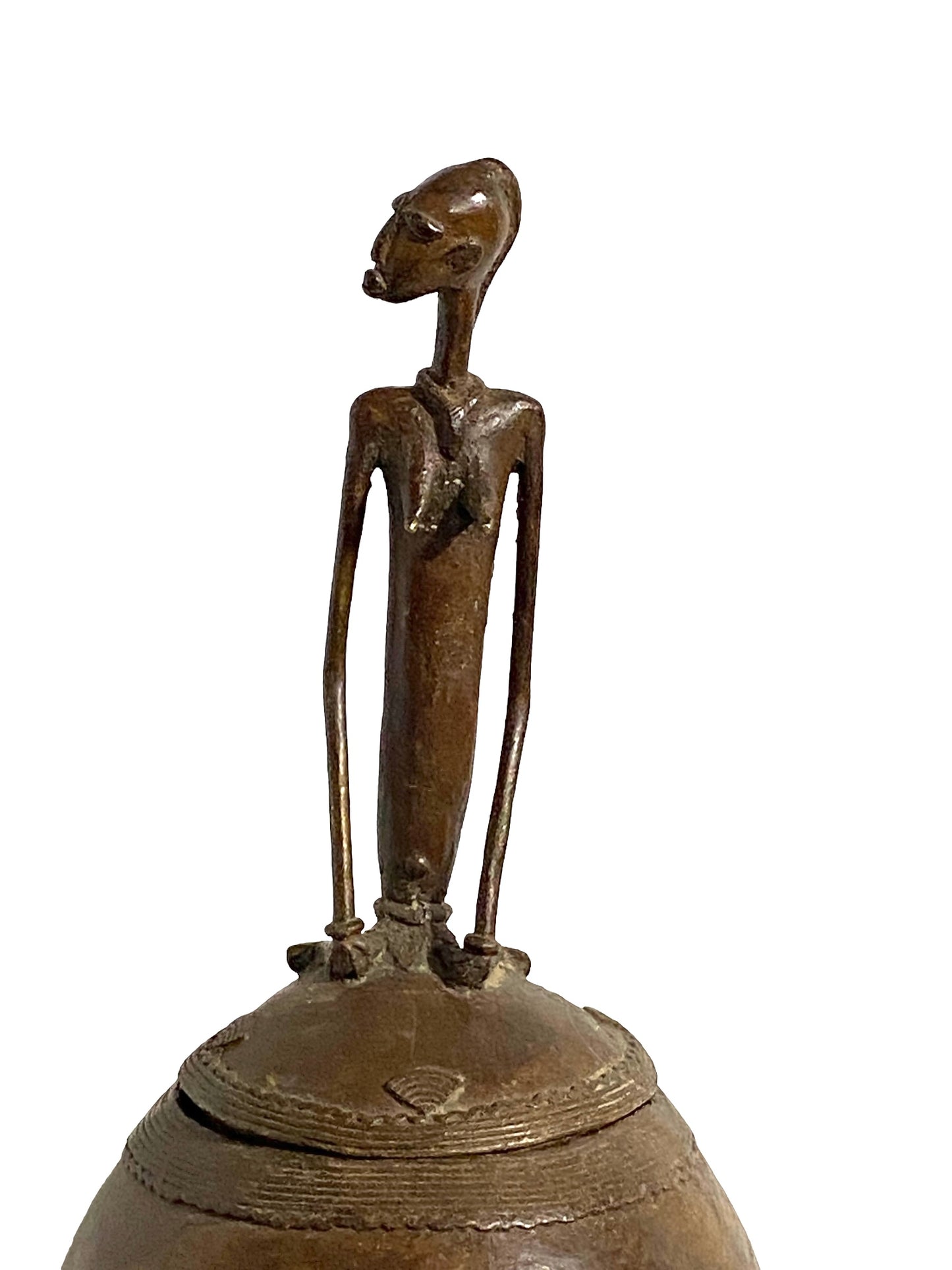 #5014 LG  African Dogon  Mali Ceremonial Bronze Bowl 27" H