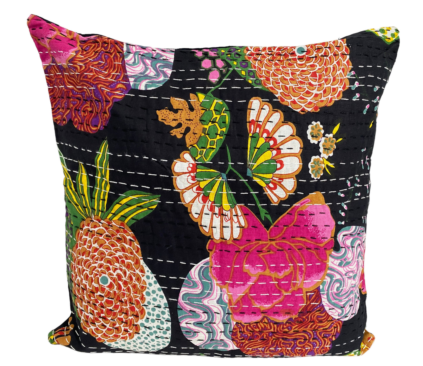 #5312 Indian Kantha Cushion Cover Cotton Decorative Throw Pillow Case 16"