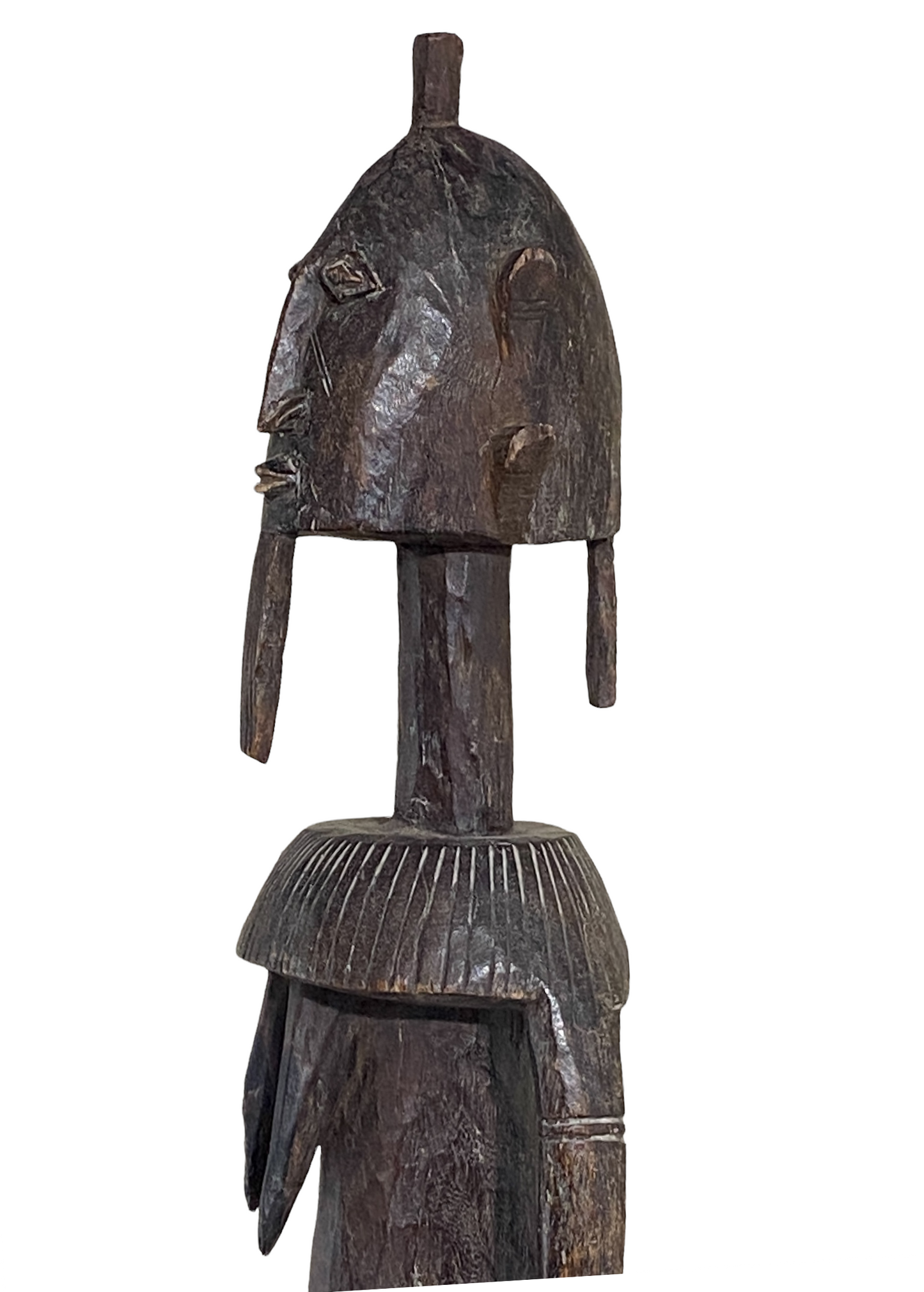 #4523  Old Dogon Standing Female Figure Mali African 43" H on Custom Stand