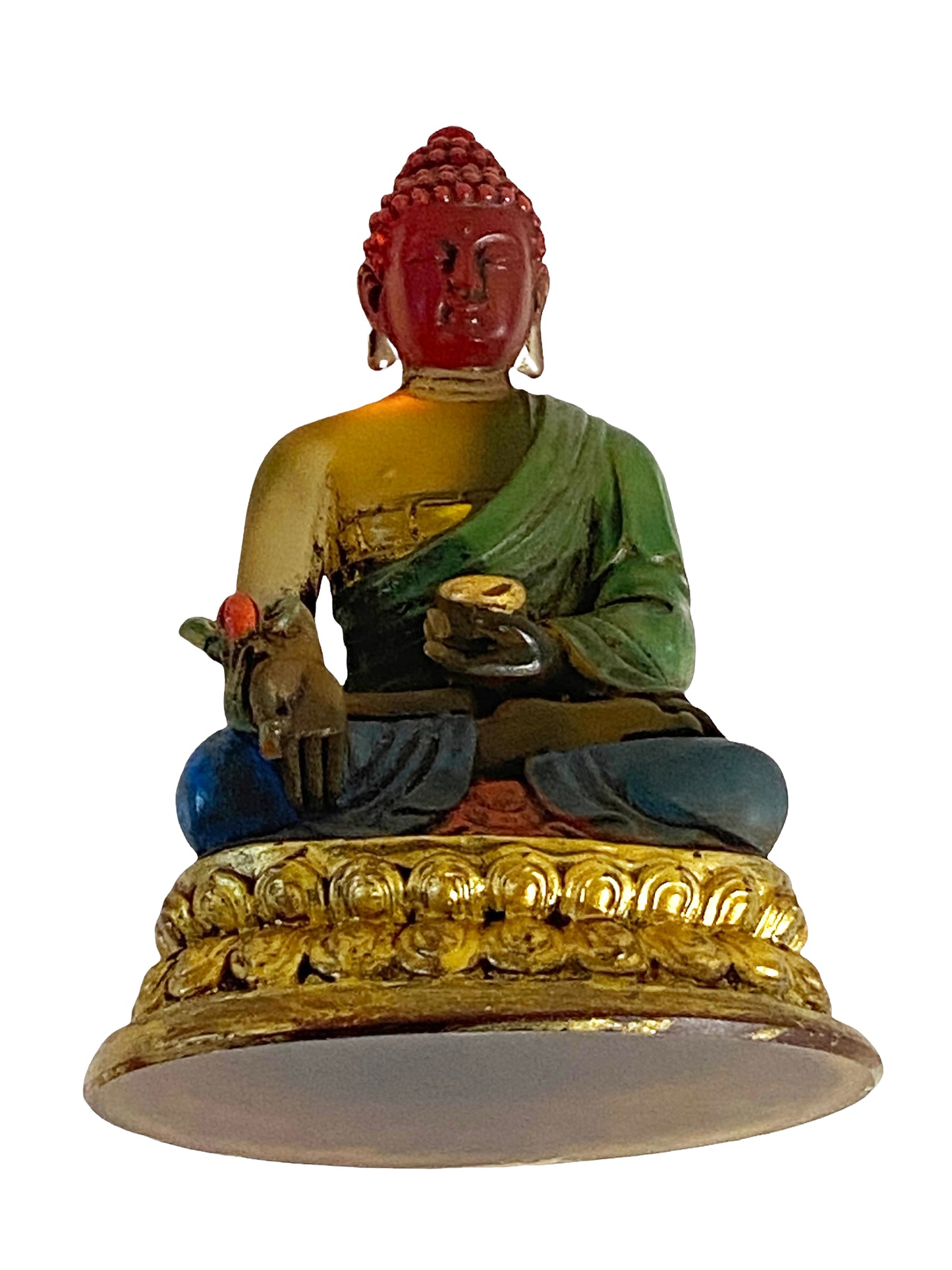 #4616 Chinoiserie Peking Overlay Carved Glass Siddhartha Gautama Buddha 4.5" H