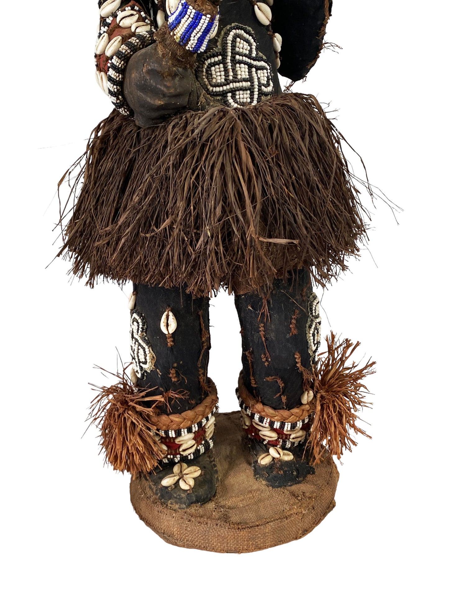 # 5469 Rare Royal Kuba Mukenga Beaded  Bird Dancing sculpture Congo Africa 32" H