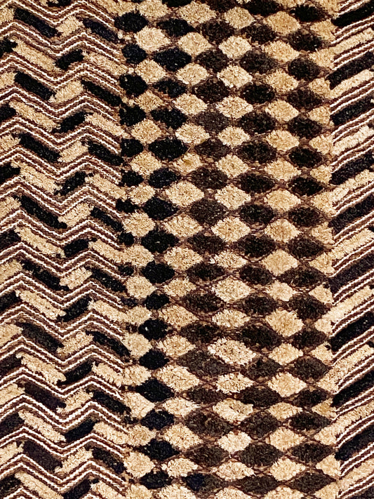 #5330 African tribal Kuba Kasai Raffia Textile 23" by 22"
