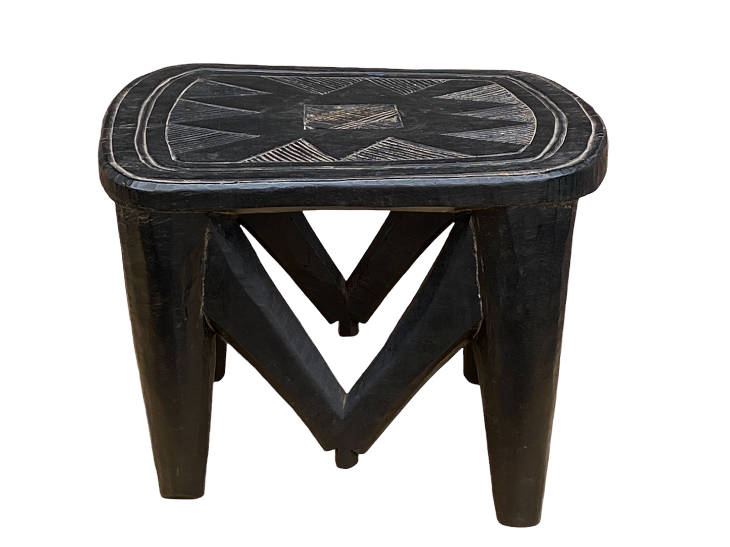 #4510 Superb African   Nupe Stool / Table Nigeria  19" W by 14" H