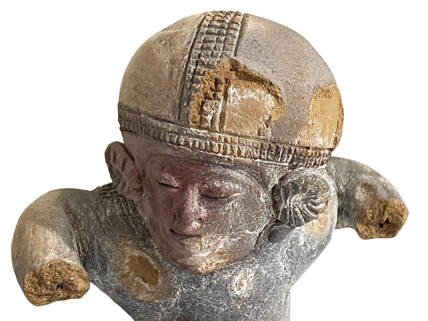 #4611 Rare Pre-Columbian - Jama Coaque Male Figure W/Helmet