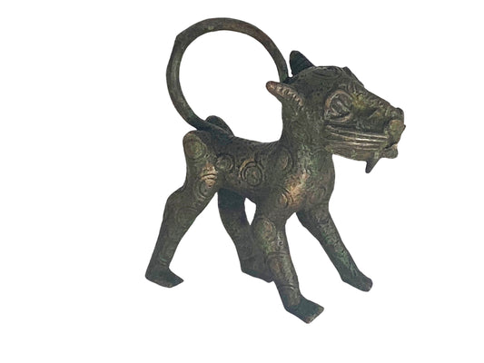 #5268  Benin  Leopard Bronze Nigeria African 5.5" H