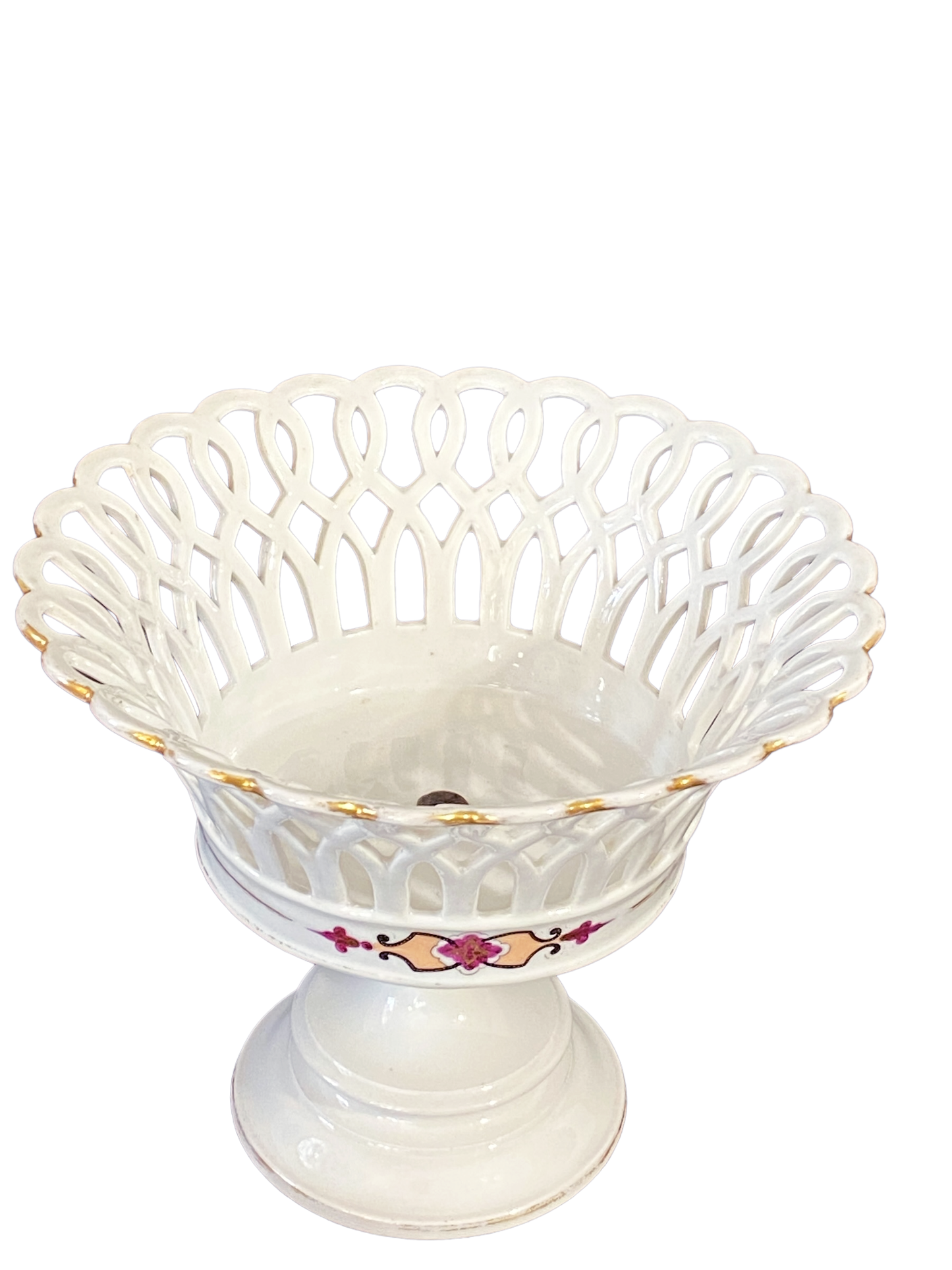 # 5040 Paris Porcelain and Parcel Gilt Reticulated Compote or Fruit Basket