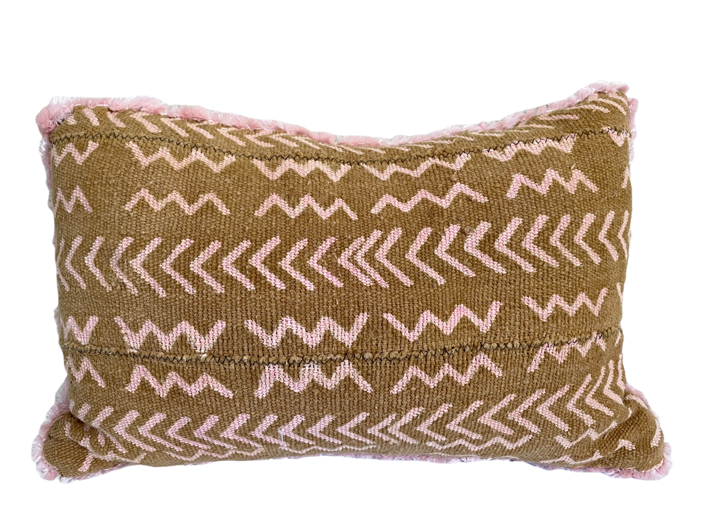#4776 African Bogolan Custom Made Brown/Pink Mud Cloth Pillow