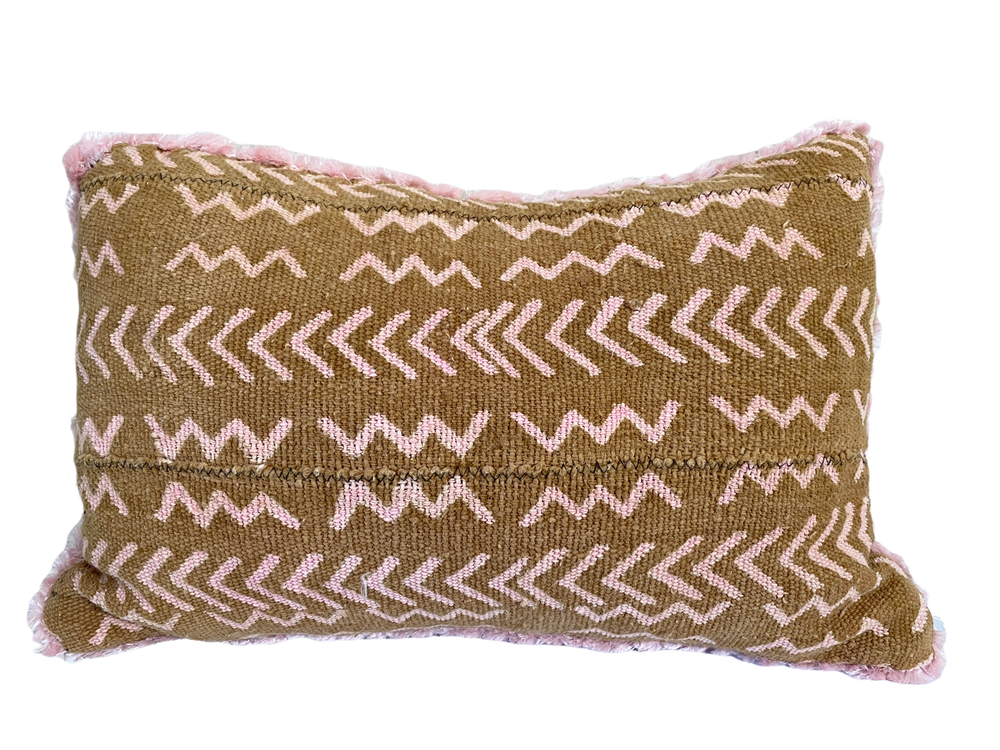 #4776 African Bogolan Custom Made Brown/Pink Mud Cloth Pillow