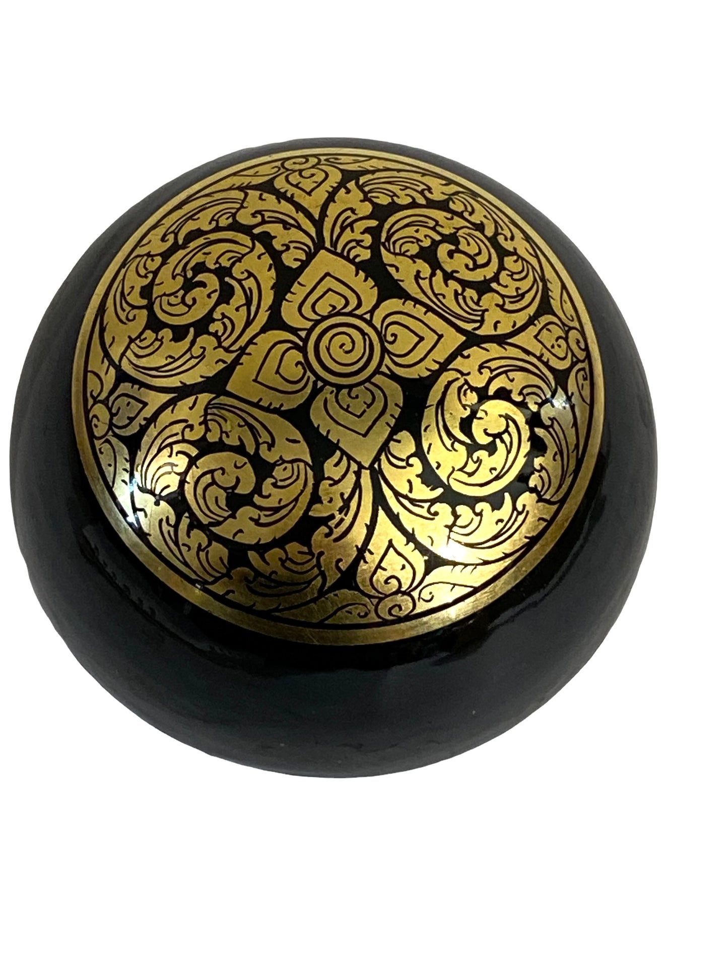 #4601  Black Lacquer Wood Thai Decorative Round Box 3"H