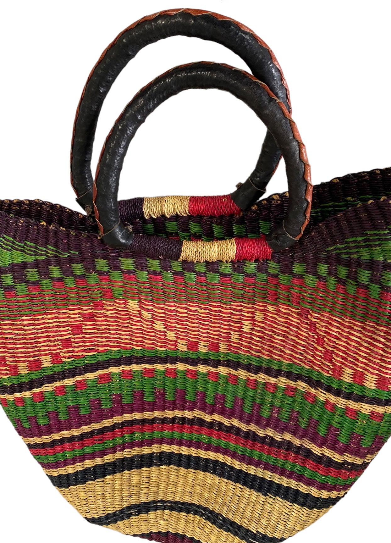 #5384 Large Colorful Saint -Tropez Style African Basket 18" H by 20" W