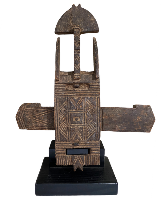 #1405 Rare Old African Dogon Door Lock On stand Mali 19.75" H