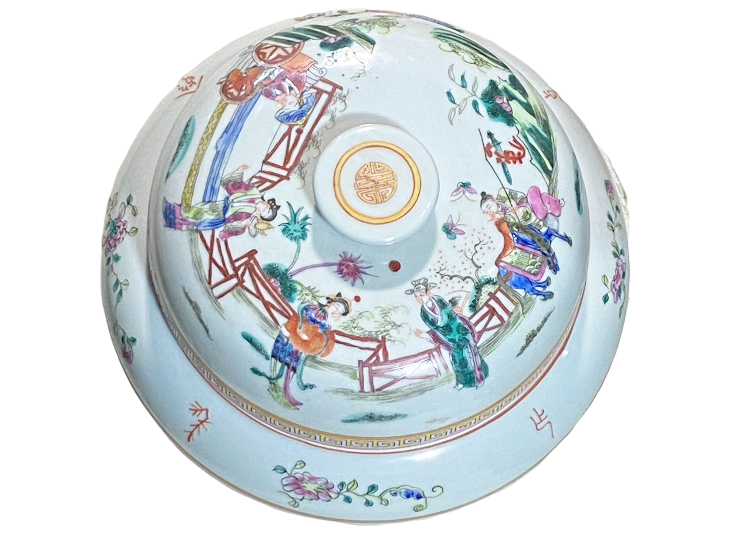 #4822 Chinoiserie Porcelain Famille Tea Caddy Jar 9.5" H