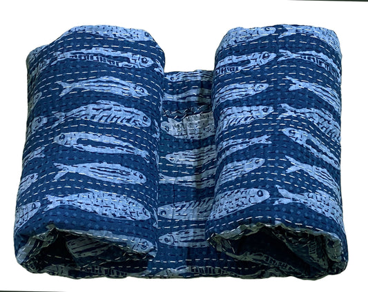 #5321 Large Indian Kantha Quilt Throw /Blanket /Quilt Bedspread 105"