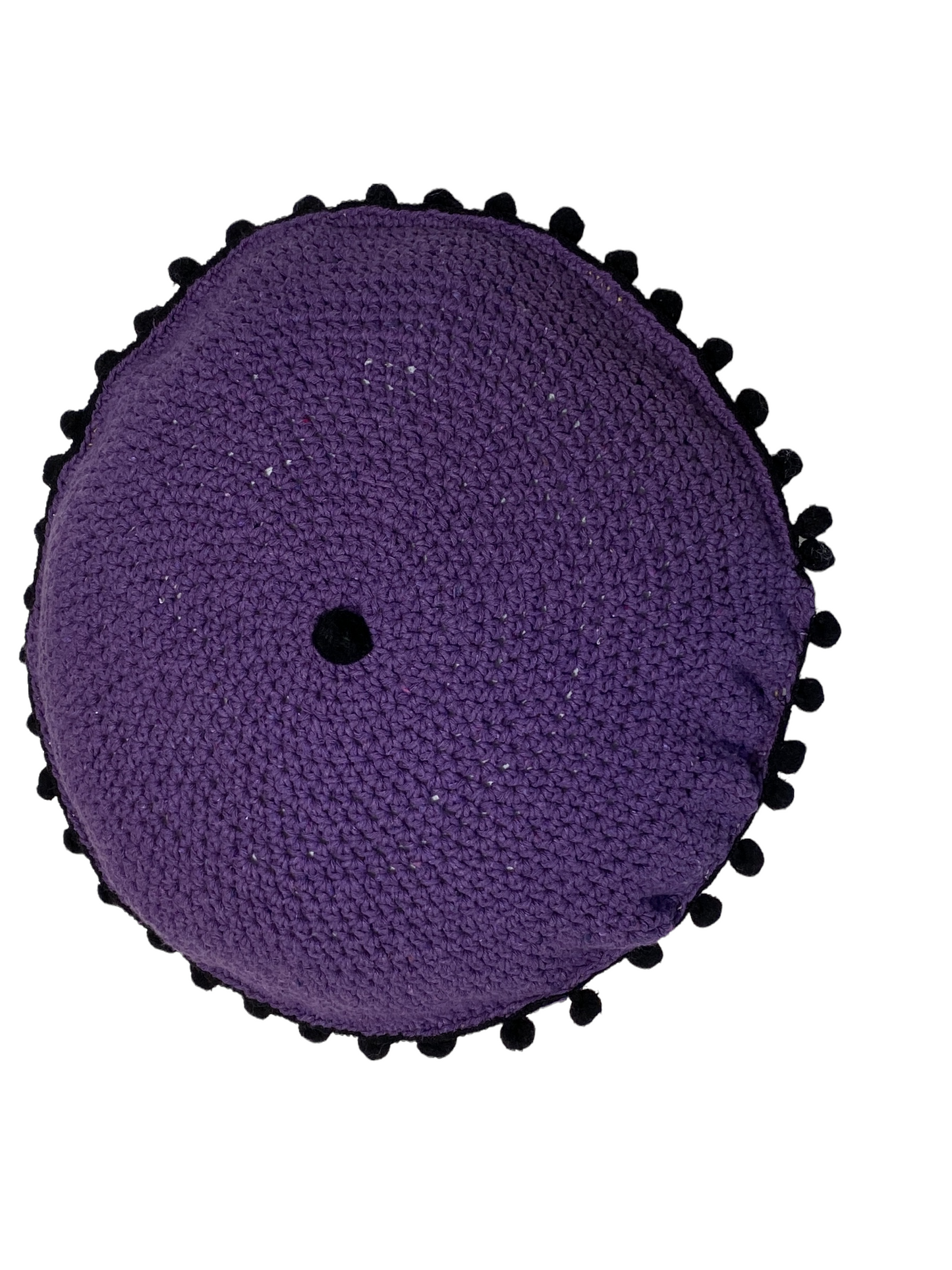 #4719 Handmade Round Crochet Pillow With Decorative Tassels