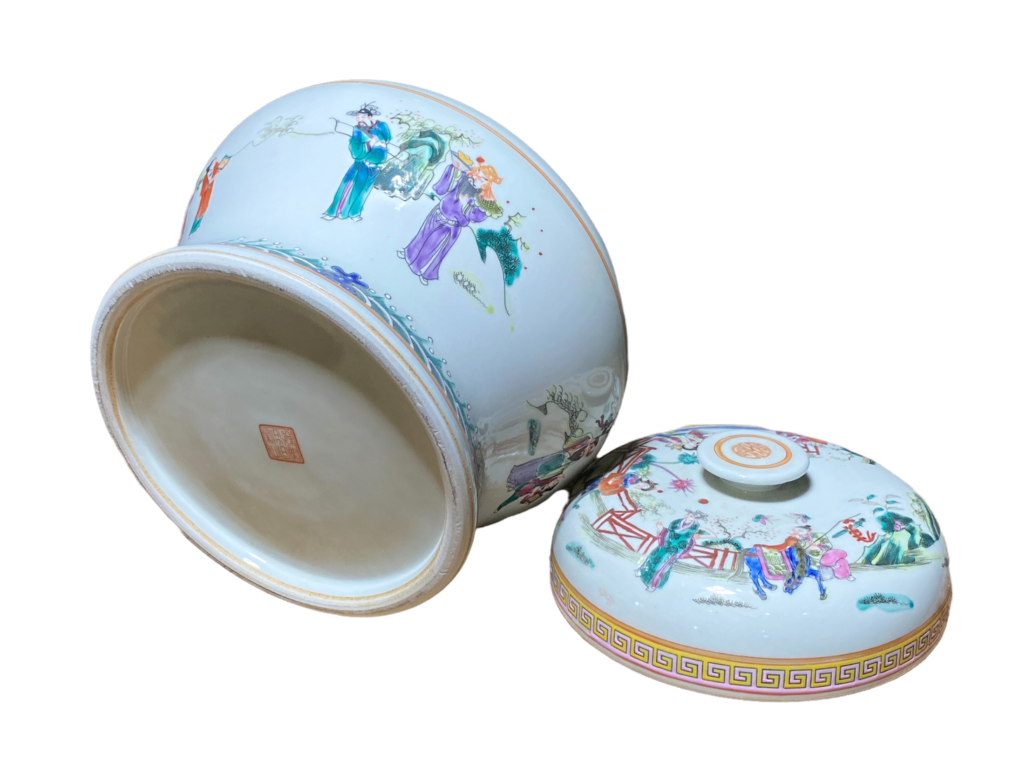 #4822 Chinoiserie Porcelain Famille Tea Caddy Jar 9.5" H