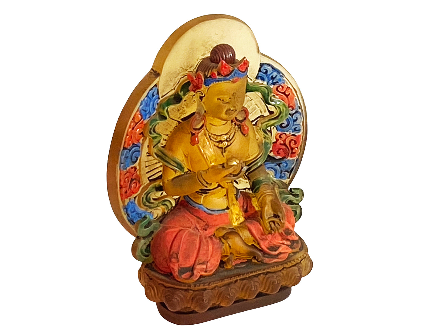 #4615 Chinoiserie Peking Overlay Carved Glass Siddhartha Gautama Buddha 4.5" H