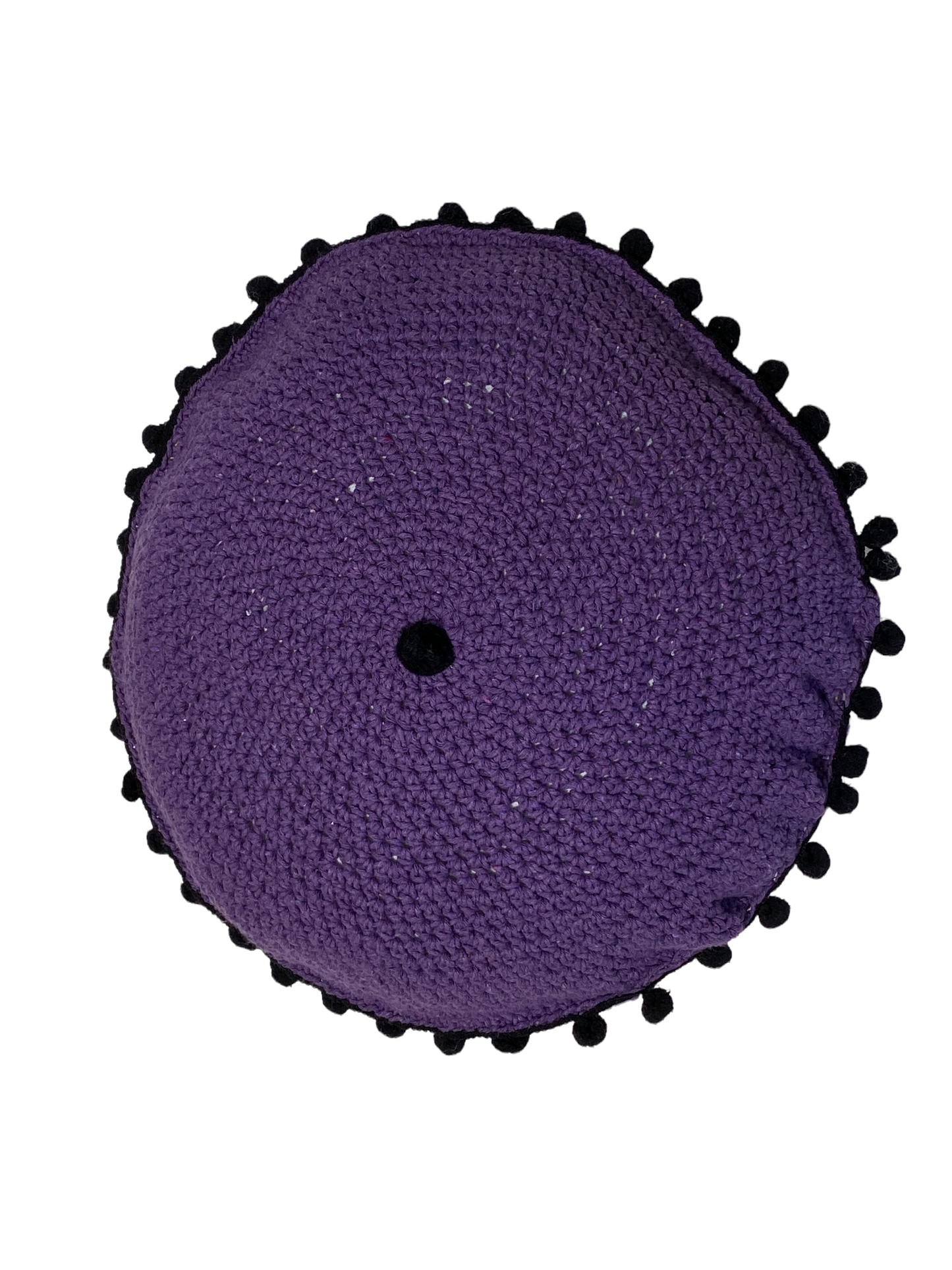 #4719 Handmade Round Crochet Pillow With Decorative Tassels